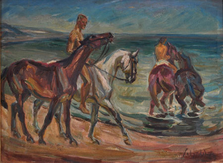 Karl Scheld „Pferdeschwemme“, um 1923 © GDKE Rheinland-Pfalz – Direktion Landesmuseum Mainz Foto: Ursula Rudischer