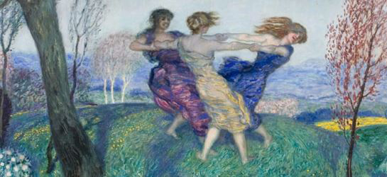 Bildausschnitt aus: „Der Reigen“ von Franz von Stuck, der Sammlung Neess, ab 29. Juni 2019 in der neuen Jugendstil-Dauerausstellung im Wiesbadener Museum zu sehen.