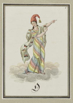 Ottilie von Goethe, Selbstporträt mit Kasperlmütze im Album ‚Allerlei‘, nach Juni 1817 © Klassik Stiftung Weimar, Goethe- und Schiller-Archiv, 84/II,4a