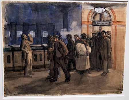 Käthe Kollwitz: "Arbeiter kommend vom Bahnhof", 1897/99 © Foto Diether von Goddenthow