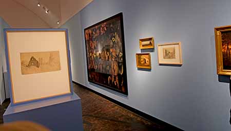 August Lucas mit seinem Werk "Auf dem Frankenstein" (1821)versus Annegret Soltaus Felsenmeerperformance (1988) © Foto: Diether von Goddenthow